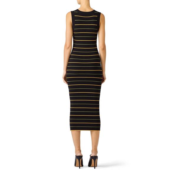 A.L.C Bodycon sleeveless Striped Shane Dress black knit midi dress size M - Picture 2 of 11
